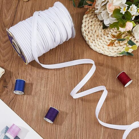 Dicosmetic 72 ياردة × 3/8 بوصة (11 ملم) تقليم الحبل الأنابيب لخياطة Satin Bias Tape Piping Tape White Polyester Bias لزينة المنزل للملابس و DIY Craft in Kuwait