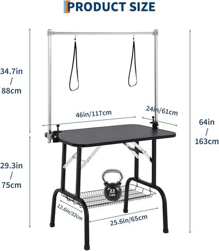 Dog Grooming Table, Protable Small dog Grooming Table for Dogs At Home With Height Adjustable Arms, Nooses, Mesh Tray, 330LBS Static Weight Capacity, Trimming Drying Table for Small/Large Dogs in Saudi Arabia