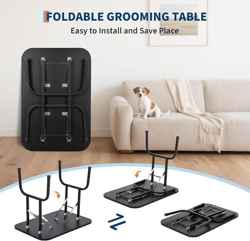 Dog Grooming Table, Protable Small dog Grooming Table for Dogs At Home With Height Adjustable Arms, Nooses, Mesh Tray, 330LBS Static Weight Capacity, Trimming Drying Table for Small/Large Dogs in Saudi Arabia