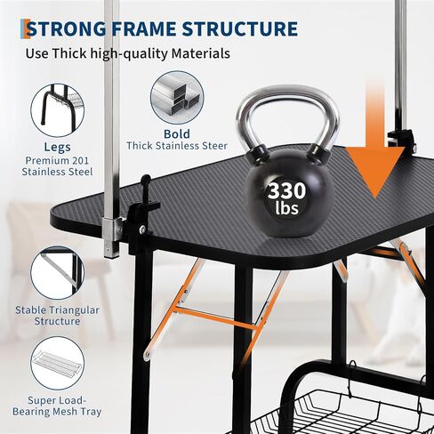 Dog Grooming Table, Protable Small dog Grooming Table for Dogs At Home With Height Adjustable Arms, Nooses, Mesh Tray, 330LBS Static Weight Capacity, Trimming Drying Table for Small/Large Dogs in Saudi Arabia