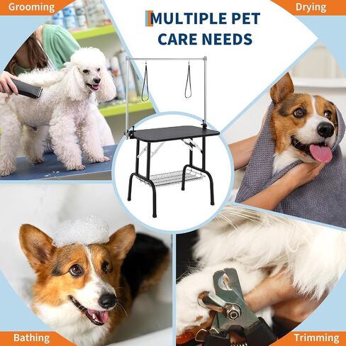 Dog Grooming Table, Protable Small dog Grooming Table for Dogs At Home With Height Adjustable Arms, Nooses, Mesh Tray, 330LBS Static Weight Capacity, Trimming Drying Table for Small/Large Dogs in Saudi Arabia