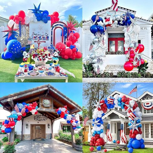 31 PCS Red White and Blue Balloons Set, 12 Inch Red Blue Star Print Latex Balloons, 'U.S.A' Letter Foil Balloon for Birthday Independence Day Patriotic Anniversary 4th of July Decorations Supplies in Saudi Arabia