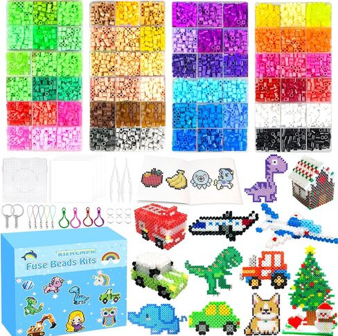KIFHCMPR 5MM FUSE BEADS KIT -72 COLAL CRAFT مجموعة من أجل KID.FUSE حبات مع Pegboards ، وأوراق الكي والملحقات ، و FUSE BEADS 4 صناديق ، وحرف فنية DIY ديكور عيد ميلاد هدية عيد ميلاد للبنات in Saudi Arabia