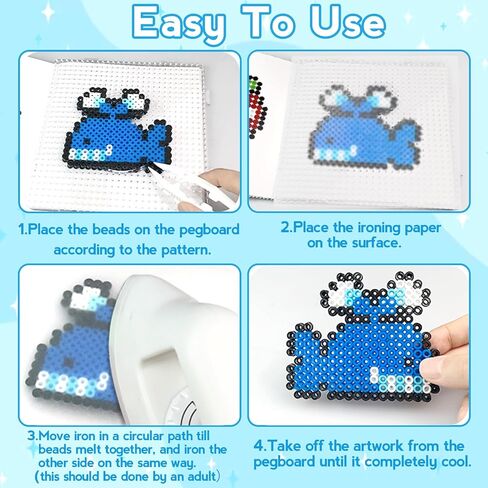 KIFHCMPR 5MM FUSE BEADS KIT -72 COLAL CRAFT مجموعة من أجل KID.FUSE حبات مع Pegboards ، وأوراق الكي والملحقات ، و FUSE BEADS 4 صناديق ، وحرف فنية DIY ديكور عيد ميلاد هدية عيد ميلاد للبنات in Saudi Arabia