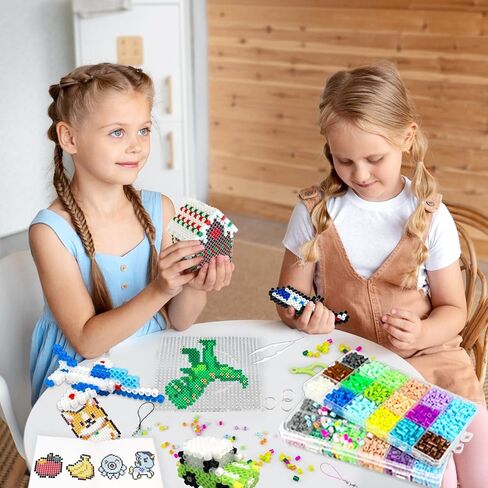 KIFHCMPR 5MM FUSE BEADS KIT -72 COLAL CRAFT مجموعة من أجل KID.FUSE حبات مع Pegboards ، وأوراق الكي والملحقات ، و FUSE BEADS 4 صناديق ، وحرف فنية DIY ديكور عيد ميلاد هدية عيد ميلاد للبنات in Saudi Arabia