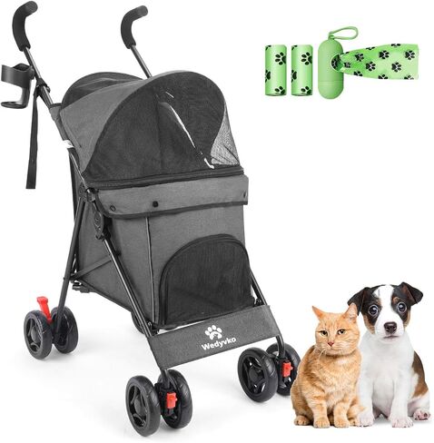 Pet Stroller for Large Dogs,Up to 33LBSs Pet Pram Adjustable Handle, Folding Dog Buggy, XXL Storage Double Pet Pram for Cats in Saudi Arabia