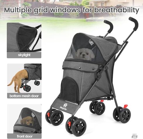 Pet Stroller for Large Dogs,Up to 33LBSs Pet Pram Adjustable Handle, Folding Dog Buggy, XXL Storage Double Pet Pram for Cats in Saudi Arabia