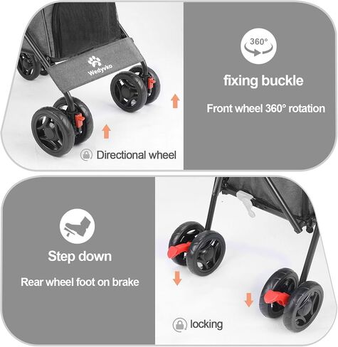 Pet Stroller for Large Dogs,Up to 33LBSs Pet Pram Adjustable Handle, Folding Dog Buggy, XXL Storage Double Pet Pram for Cats in Saudi Arabia