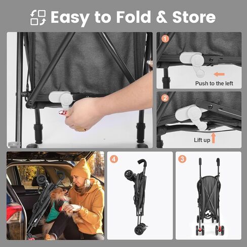 Pet Stroller for Large Dogs,Up to 33LBSs Pet Pram Adjustable Handle, Folding Dog Buggy, XXL Storage Double Pet Pram for Cats in Saudi Arabia