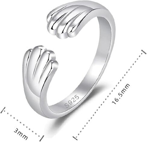 925 Sterling Silver Paw Hug Ring قابلة للتعديل | الكلب paw طباعة حلقة الحيوانات الأليفة هدية المجوهرات in Kuwait