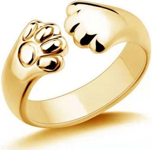 925 Sterling Silver Paw Hug Ring قابلة للتعديل | الكلب paw طباعة حلقة الحيوانات الأليفة هدية المجوهرات in Kuwait
