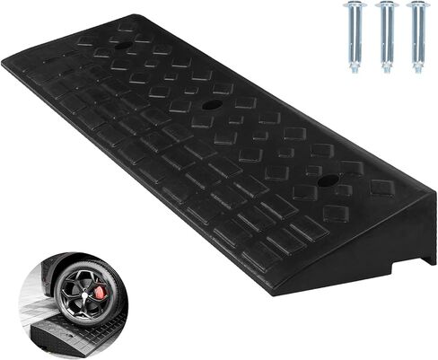 Nisorpa 5" Rubber Curb Ramps 10 Ton Heavy Duty Loading Driveway Ramps with 4 Expansion Screws, Wheelchair Threshold Non-Slip Ramp for Trucks Cars Motorhome Forklifts, 39.3x11.8x5 Inch (Black+Yellow) in Saudi Arabia