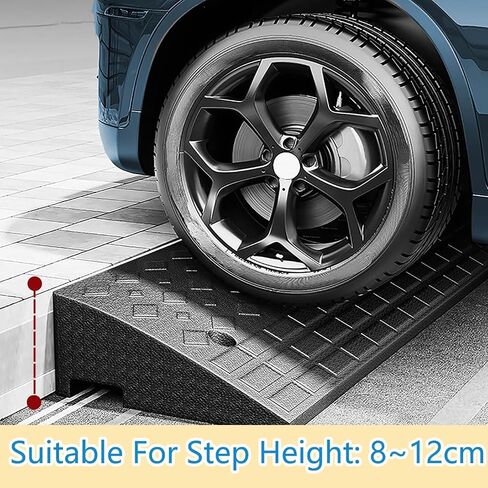 Nisorpa 5" Rubber Curb Ramps 10 Ton Heavy Duty Loading Driveway Ramps with 4 Expansion Screws, Wheelchair Threshold Non-Slip Ramp for Trucks Cars Motorhome Forklifts, 39.3x11.8x5 Inch (Black+Yellow) in Saudi Arabia