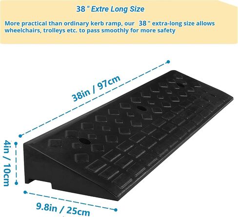 Nisorpa 5" Rubber Curb Ramps 10 Ton Heavy Duty Loading Driveway Ramps with 4 Expansion Screws, Wheelchair Threshold Non-Slip Ramp for Trucks Cars Motorhome Forklifts, 39.3x11.8x5 Inch (Black+Yellow) in Saudi Arabia