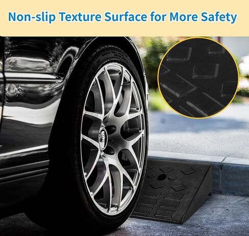 Nisorpa 5" Rubber Curb Ramps 10 Ton Heavy Duty Loading Driveway Ramps with 4 Expansion Screws, Wheelchair Threshold Non-Slip Ramp for Trucks Cars Motorhome Forklifts, 39.3x11.8x5 Inch (Black+Yellow) in Saudi Arabia