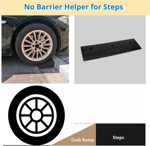 Nisorpa 5" Rubber Curb Ramps 10 Ton Heavy Duty Loading Driveway Ramps with 4 Expansion Screws, Wheelchair Threshold Non-Slip Ramp for Trucks Cars Motorhome Forklifts, 39.3x11.8x5 Inch (Black+Yellow) in Saudi Arabia