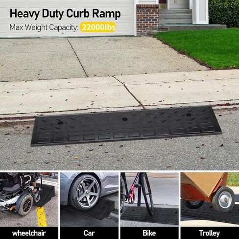 Nisorpa 5" Rubber Curb Ramps 10 Ton Heavy Duty Loading Driveway Ramps with 4 Expansion Screws, Wheelchair Threshold Non-Slip Ramp for Trucks Cars Motorhome Forklifts, 39.3x11.8x5 Inch (Black+Yellow) in Saudi Arabia