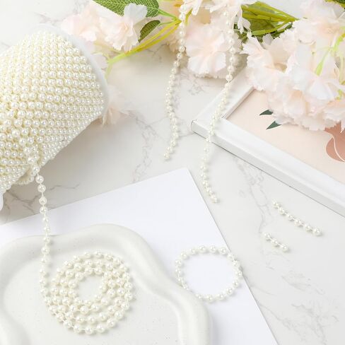 حبات اللؤلؤ ، 6 مم من عاجي ، سلسلة من اللؤلؤ 82 قدم جاللاند لؤلؤة لؤلؤة الشجرة عيد الميلاد حبات حبلا الخزان لفة للحرف اليدوية المركزية الزفاف حفل زفاف شجرة عيد الميلاد شجرة الشجرة in Kuwait