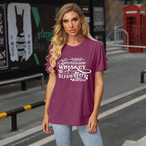 قميص موسيقى الريف للنساء تي شيرت جرافيك عتيق قمصان مطبوعة بأحرف غير رسمية قميص غربي تي شيرت مضحك لحفلات الموسيقى in Kuwait