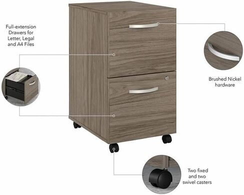 Pemberly Row 2 Drawer Mobile File Cabinet in Modern Hickory - Engineered Wood in Saudi Arabia