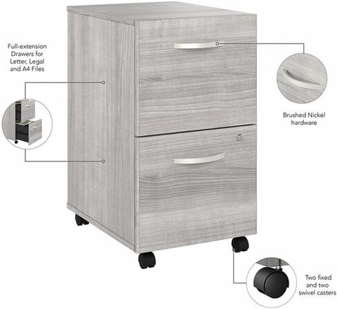 Pemberly Row 2 Drawer Mobile File Cabinet in Modern Hickory - Engineered Wood in Kuwait