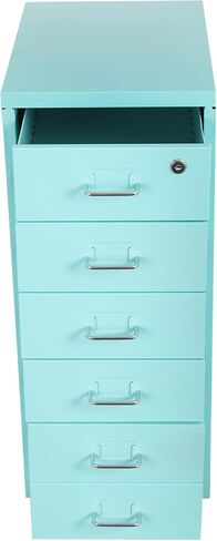 6 Drawer Mobile File Cabinet,Vertical File Cabinet with Lock, Metal Storage Cabinet for Home,Office, Horizontal Rolling Filing Cabinets for Letter/Legal/A4/F4 Hanging Files (Blue) in Saudi Arabia