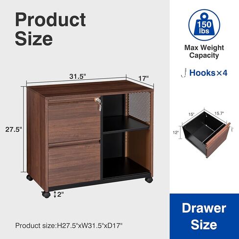 2-Drawer File Cabinet Mobile Filing Cabinet with Lock Lateral File Cabinet Printer Stand with Open Storage Shelves for Home Office (White, Left Drawer) in Saudi Arabia