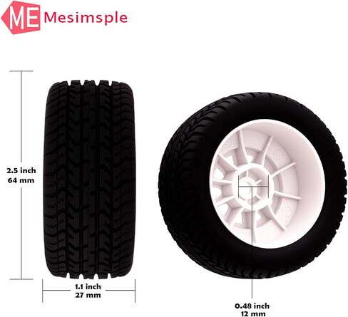 Pre Glued Plastic Wheel and Tire Rubber for Arrma Mojave Grom Mega 380 223S BLX Series Upgrade Parts White in Saudi Arabia