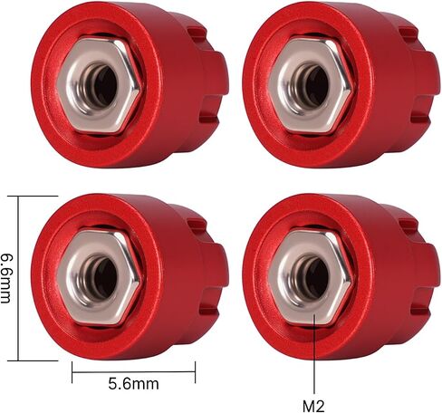 INJORA M2 Wheel Lock Nuts with Aluminum Cap for 1/24 RC Crawlers Upgrade(Red) in Saudi Arabia