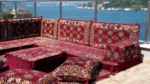 Arabic Sofa Set, Floor Cushions, Arabic Majlis, Patio Furniture, Modular Sofa, Ottoman Couch, Moroccan Floor Sofa, Oriental Sofa (4'' Thickness Sofa, L Sofa Full Set, Model 10) in Saudi Arabia