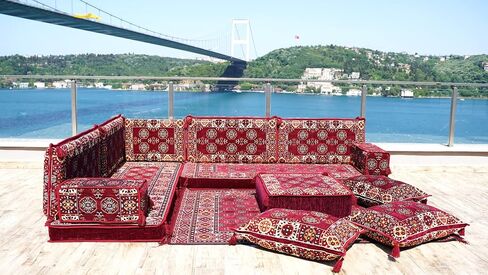 Arabic Sofa Set, Floor Cushions, Arabic Majlis, Patio Furniture, Modular Sofa, Ottoman Couch, Moroccan Floor Sofa, Oriental Sofa (4'' Thickness Sofa, L Sofa Full Set, Model 10) in Saudi Arabia