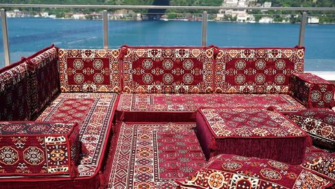 Arabic Sofa Set, Floor Cushions, Arabic Majlis, Patio Furniture, Modular Sofa, Ottoman Couch, Moroccan Floor Sofa, Oriental Sofa (4'' Thickness Sofa, L Sofa Full Set, Model 10) in Saudi Arabia