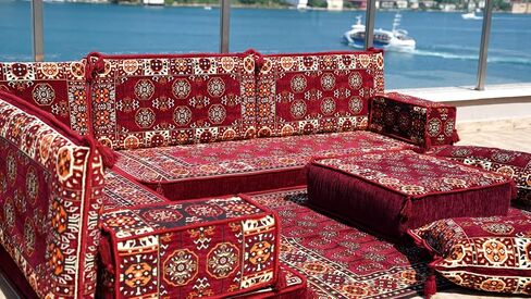Arabic Sofa Set, Floor Cushions, Arabic Majlis, Patio Furniture, Modular Sofa, Ottoman Couch, Moroccan Floor Sofa, Oriental Sofa (4'' Thickness Sofa, L Sofa Full Set, Model 10) in Saudi Arabia