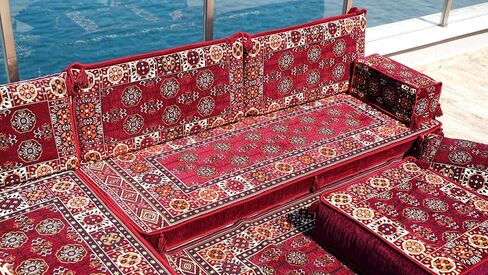 Arabic Sofa Set, Floor Cushions, Arabic Majlis, Patio Furniture, Modular Sofa, Ottoman Couch, Moroccan Floor Sofa, Oriental Sofa (4'' Thickness Sofa, L Sofa Full Set, Model 10) in Saudi Arabia