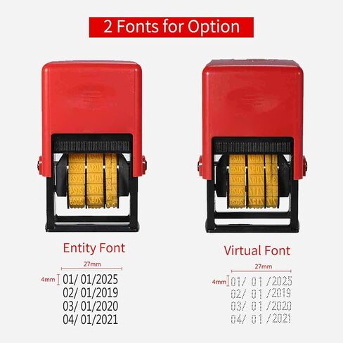 Date Stamp, Adjustable 12 Years Date with 5pcs Pad and 1pc Ink Stamps Date Stamp Self Inking for Plastic Bag, Plastic Bottle, Metal Cans, Carton, Kraft Paper (Entity Font) in Saudi Arabia