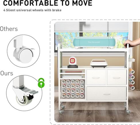 منظمو Punluxu وتخزين متوافقين مع آلات Cricut - حامل لفة الفينيل ، Pegboard DIY مع منظم الملحقات ، طاولة حرفية متداول مع محطة عمل خزانة التخزين PU -01 محمية براءة اختراع in Kuwait