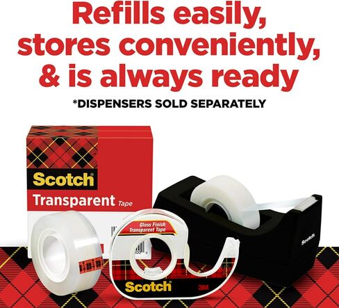 Scotch Transparent Tape with C60 Desktop Dispenser, Versatile, Cuts Cleanly, Engineered for Office and Home Use, 3/4 x 1000 Inches, Boxed, 12 Rolls, 1 Dispenser in Saudi Arabia