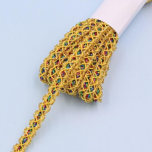Yalulu 9 Yards Metallic Ribbon Braid Gimp Trim, Wavy Decorated Edged Lace Trim for Sewing Craft Supplies (Rose Red) in Saudi Arabia