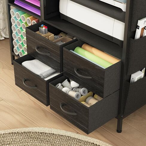 Organization and Storage Cabinet Compatible with Cricut Machine Large Craft Table with Fabric Drawers Charging Station Vinyl Roll Holder for Home Craft Workstation Room (White) in Saudi Arabia