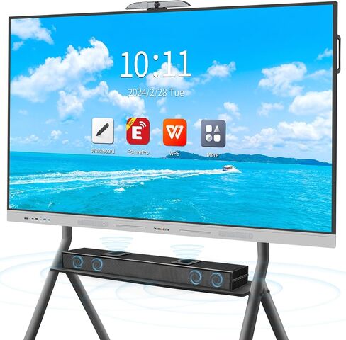 Smart Board, 55 Inch Interactive Whiteboard with 48MP AI-Tracking Camera, 100W Soundbar, Android 14 8+128GB 4K UHD Touchscreen Digital Whiteboard for Classroom Home Office (Wall Mount Included) in Kuwait