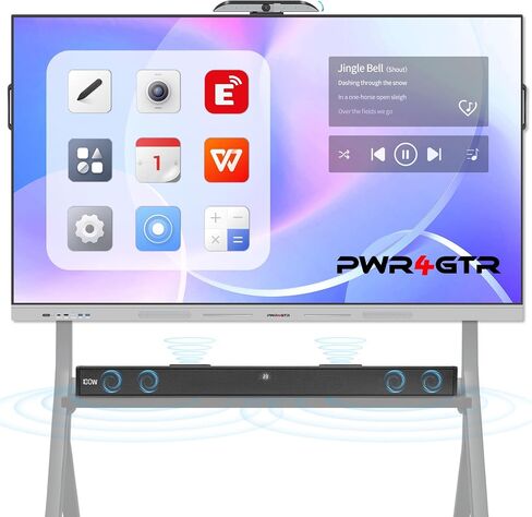 Smart Board, 55 Inch Interactive Whiteboard with 48MP AI-Tracking Camera, 100W Soundbar, Android 14 8+128GB 4K UHD Touchscreen Digital Whiteboard for Classroom Home Office (Wall Mount Included) in Kuwait