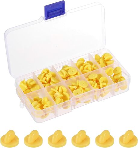 meccanixity 150 pcs ظهور دبوس مطاط قفل ، قفل ظهور دبوس بديل مع حالة تخزين لصنع حرفة شارة القبعة ، واضحة in Kuwait