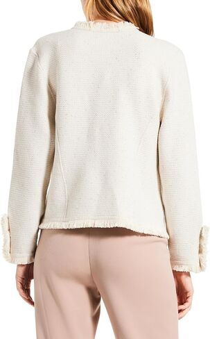 NIC+ZOE Women's Metallic Fringe Mix Knit Jacket in Saudi Arabia