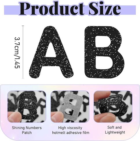 52 Pcs Glitter Alphabet A to Z Set Iron-on Letters, for Jackets, Backpacks, Hats Shirts - Gold in Kuwait