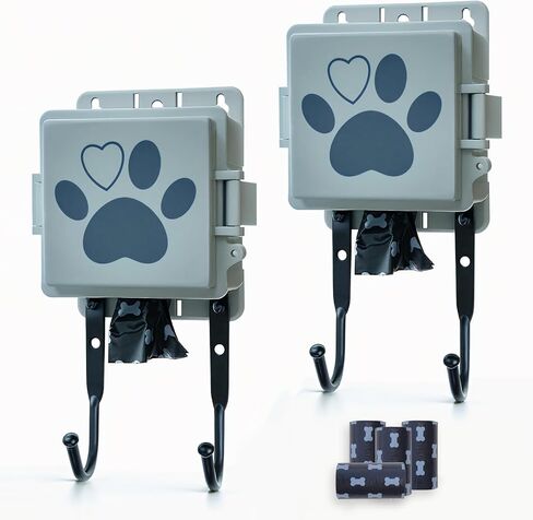 Dog Poop Bag Dispenser Wall Mounted Pet Waste Bags Holder With Hooks And 2 Rolls, Mini All-Weather Doggie Bag Dispenser For Home Inside Or Outside(1 mini dispenser) in Saudi Arabia