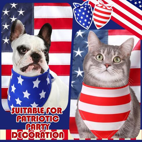 Weewooday 12 Pieces Patriotic Dog Bandanas 4th of July Red and Blue Star Stripe Dog Bandanas Triangle Kerchief Scarf Bibs for Small Medium Large Pet Memorial Independence Day Costume Accessories in Saudi Arabia