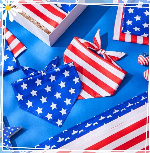 Weewooday 12 Pieces Patriotic Dog Bandanas 4th of July Red and Blue Star Stripe Dog Bandanas Triangle Kerchief Scarf Bibs for Small Medium Large Pet Memorial Independence Day Costume Accessories in Saudi Arabia