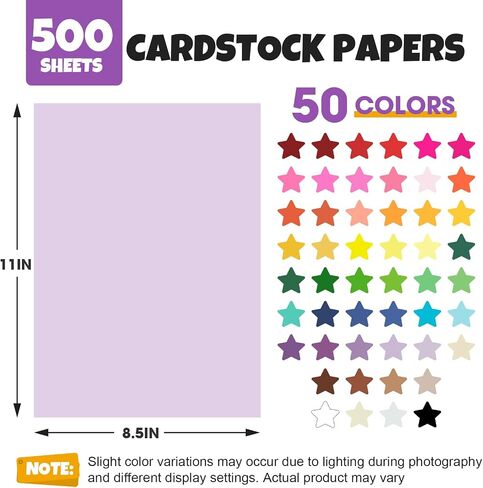 300 Sheets 8.5" X 11" Colored Cardstock, 50 Assorted Colors Construction Paper Card Stock Printer Paper for Printing, Card Making, DIY Crafts, Kids School Supplies,Party Decorations (180 GSM) in Kuwait