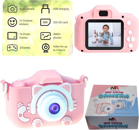 Kids' Digital Camera 48MP with HD Video Recording Games and MP3 Music, Fun Toy Camera for Children Under 13 Years Old, Birthday Christmas for Boys and Girls (Pink) in Saudi Arabia