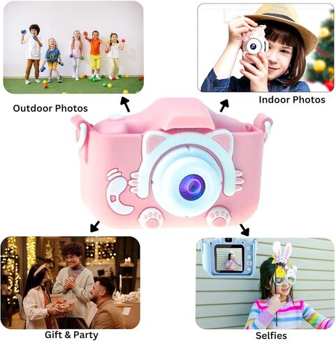 Kids' Digital Camera 48MP with HD Video Recording Games and MP3 Music, Fun Toy Camera for Children Under 13 Years Old, Birthday Christmas for Boys and Girls (Pink) in Saudi Arabia